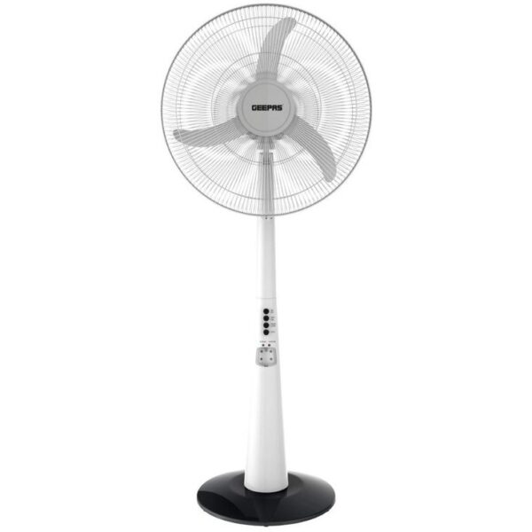 پنکه ایستاده شارژی جیپاس GF9385 با چراغ LED و دو فن