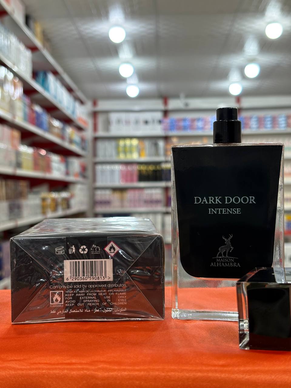 عطر ادوپرفیوم مردانه الحمبرا مدل دارک دور اینتنس رایحه شیرین حجم 100 میلی لیتر