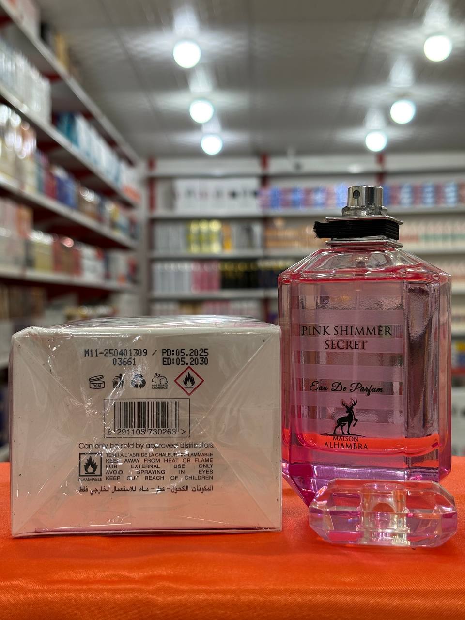 عطر ادوپرفیوم الحمبرا مدل پینک شیمر سکرت رایحه شیرین زنانه 100 میلیلیتر