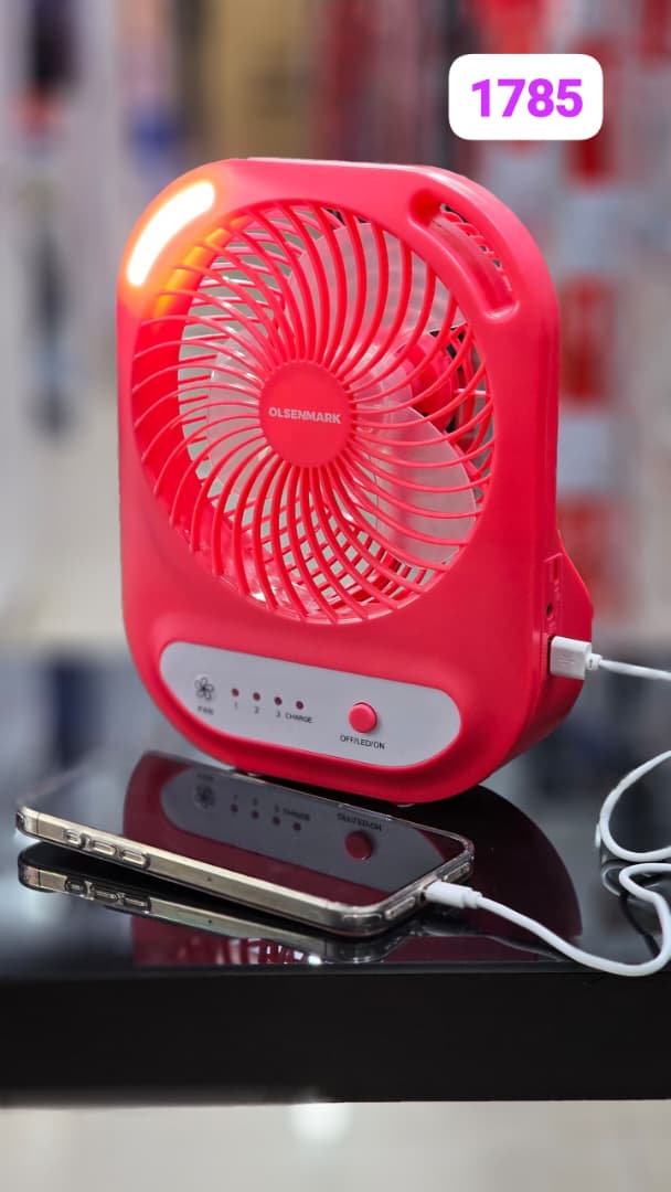 پنکه شارژی مینی ۶ اینچ اولسن مارک مدل OMF 1785 – Olsenmark OMF1785 6 Inch Rechargeable Mini Fan with LED Light