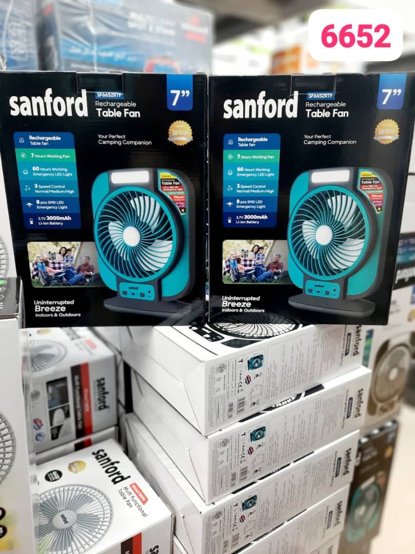 پنکه شارژی سانفورد مدل SF 6652 RTF سایز ۷ اینچ با چراغ اضطراری – Sanford SF 6652 RTF 7-inch Rechargeable Table Fan with Emergency LED Light