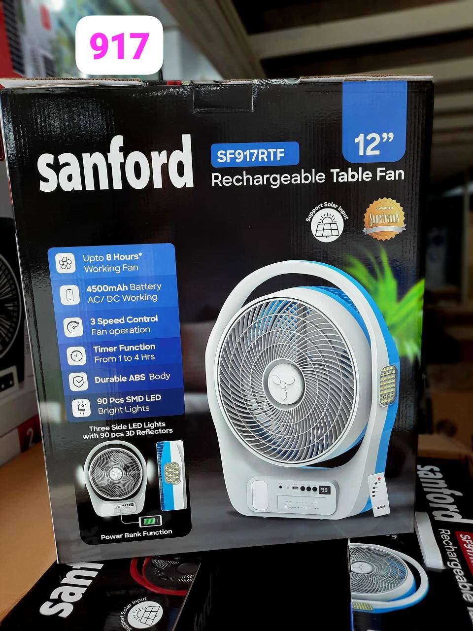 پنکه شارژی ۱۲اینچ سانفورد مدل ۹۱۷ - Sanford Rechargeable 12-Inch Table Fan Model 917